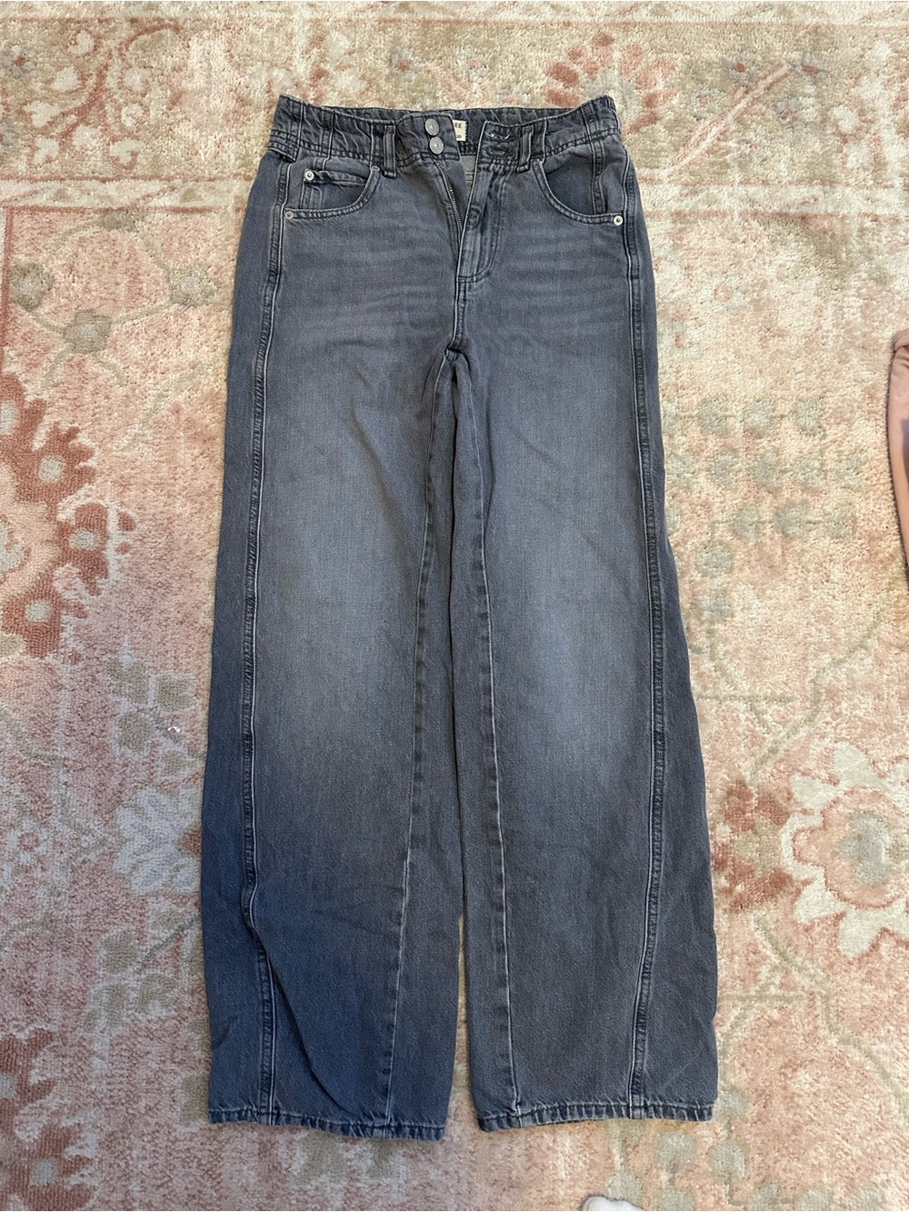 We The Free Aster Straight Leg Jeans Washed Black Wide Leg Jeans